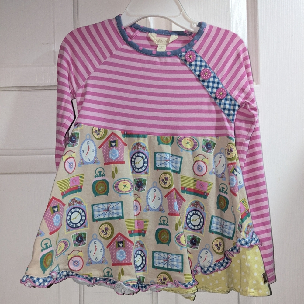 Matilda Jane Pink Striped Clock Print Top